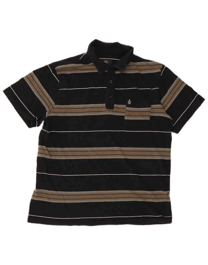VOLCOM Polo Homme Coton Rayé Noir Moyen
