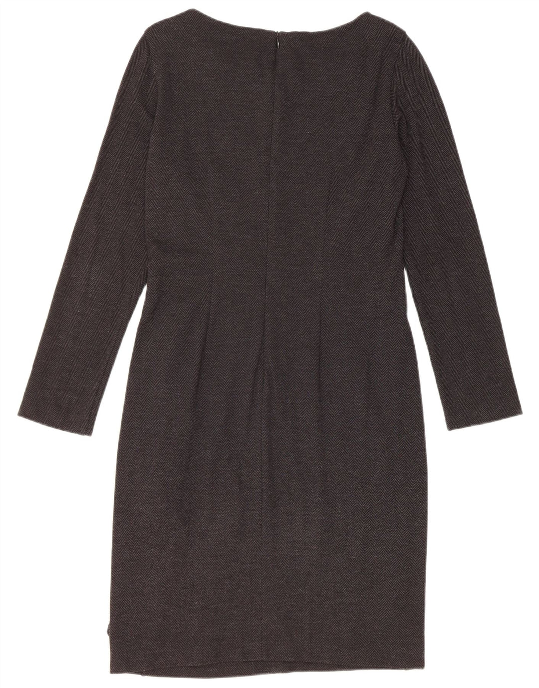 Marella Robe fourreau à manches longues pour femme UK 12 Gris moyen à chevrons
