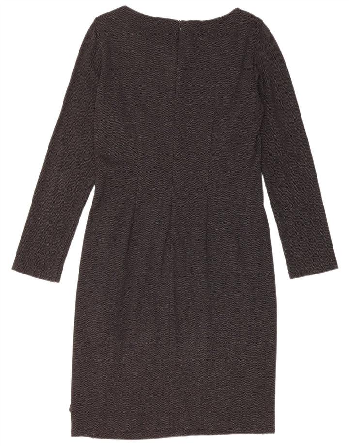 Marella Robe fourreau à manches longues pour femme UK 12 Gris moyen à chevrons