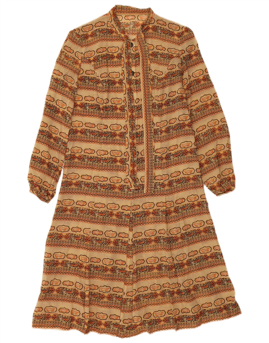 vintage Femme Robe A-Line UK 12 Moyen Multicolore Fair Isle