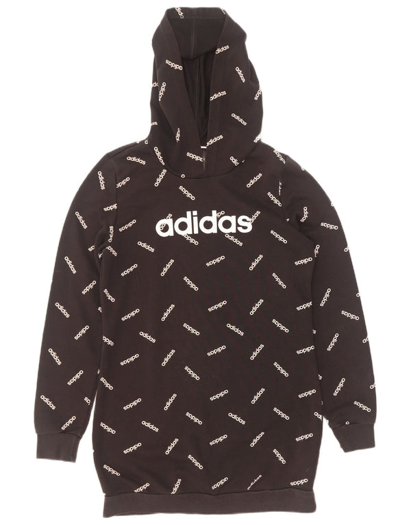 Adidas Pull à capuche graphique pour femme UK 8/10 Petit coton noir
