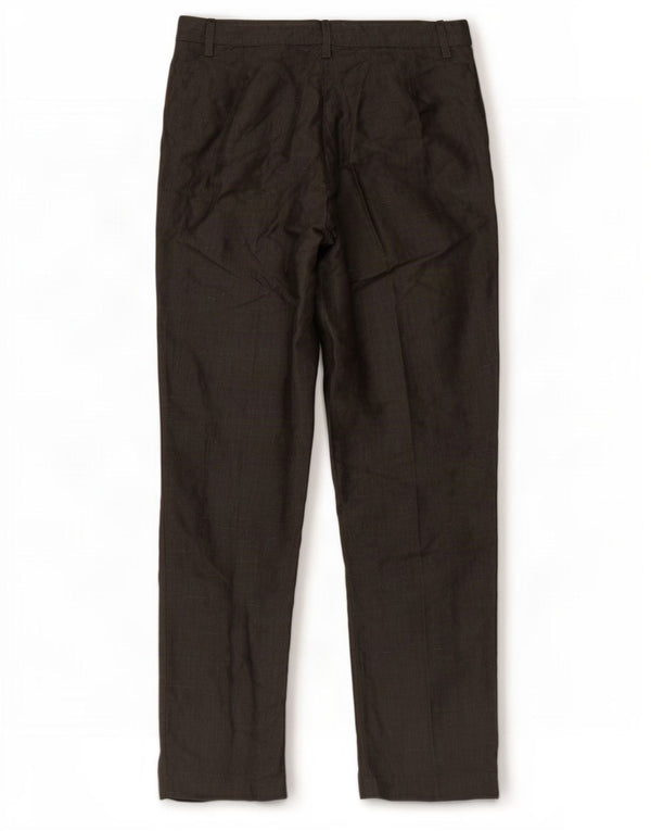 Stefanel Pantalon de costume droit pour femme IT 40 Small W27 L28 Gris Ramie