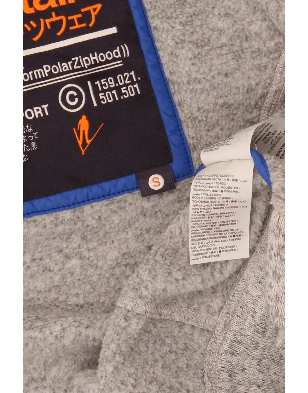 SUPERDRY Veste bomber à capuche pour femme UK 10 Small Gris Colourblock