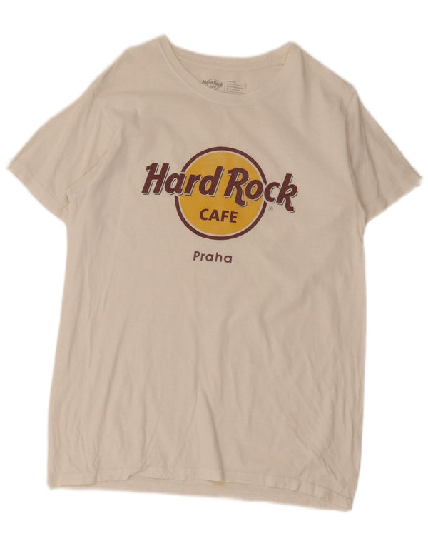 Hard Rock Cafe Mens Praha Graphic T-Shirt Top Small White Cotton