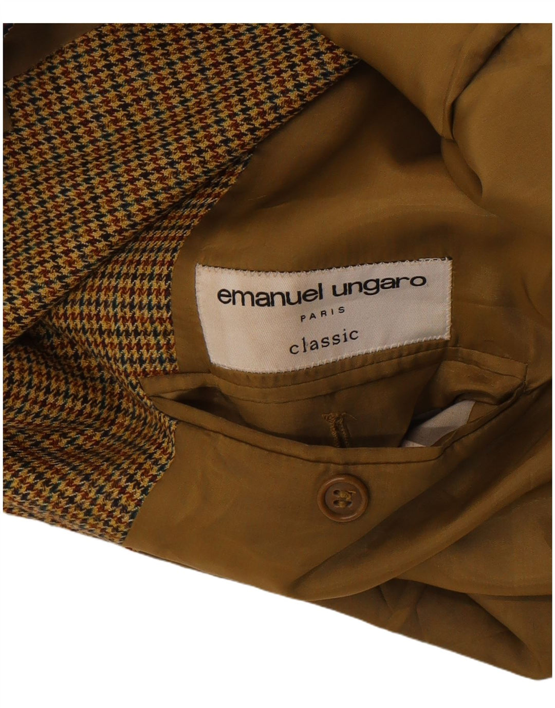 Emanuel Ungaro Veste blazer à 3 boutons pour homme UK 38 pied-de-poule marron moyen