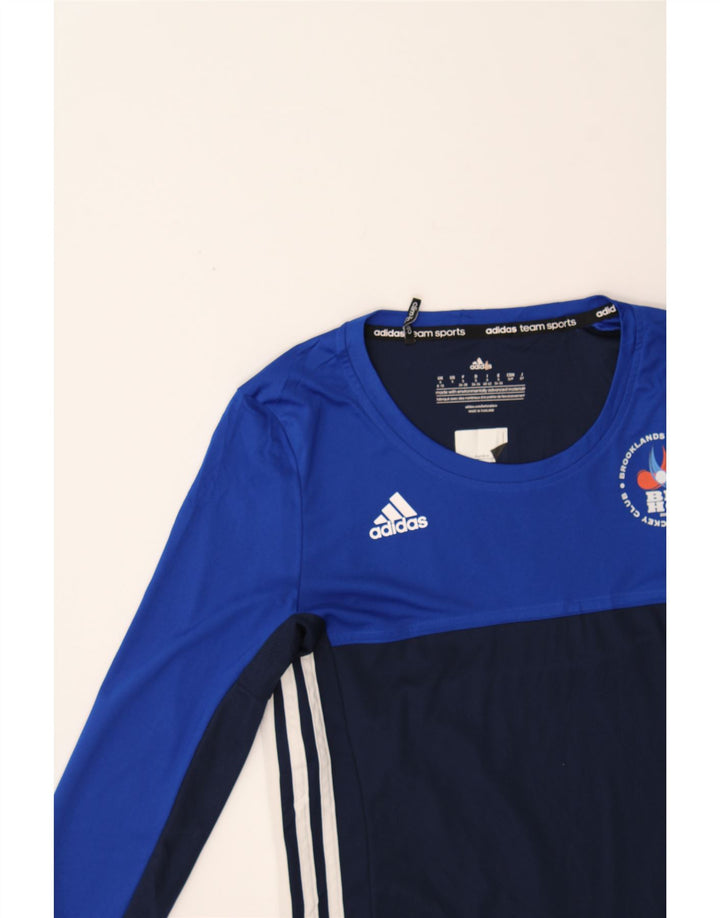 ADIDAS Womens Climacool Graphic Top Long Sleeve UK 8/10 Small Navy Blue Vintage Adidas and Second-Hand Adidas from Messina Hembry 