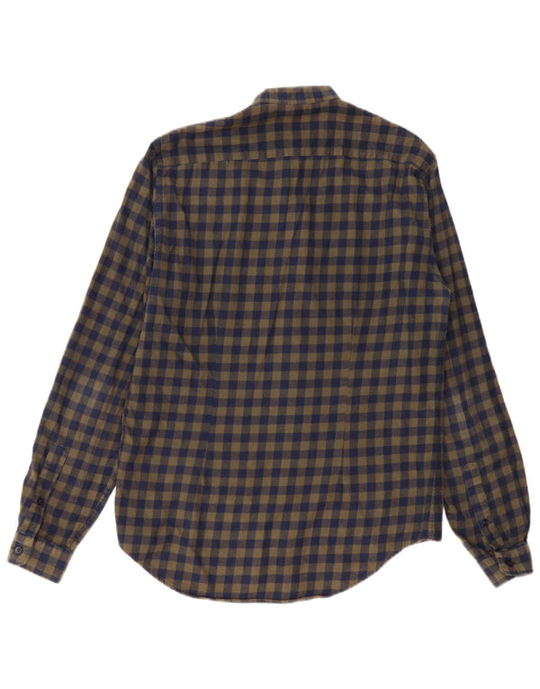 ZARA Chemise slim fit en flanelle à carreaux kaki moyen homme