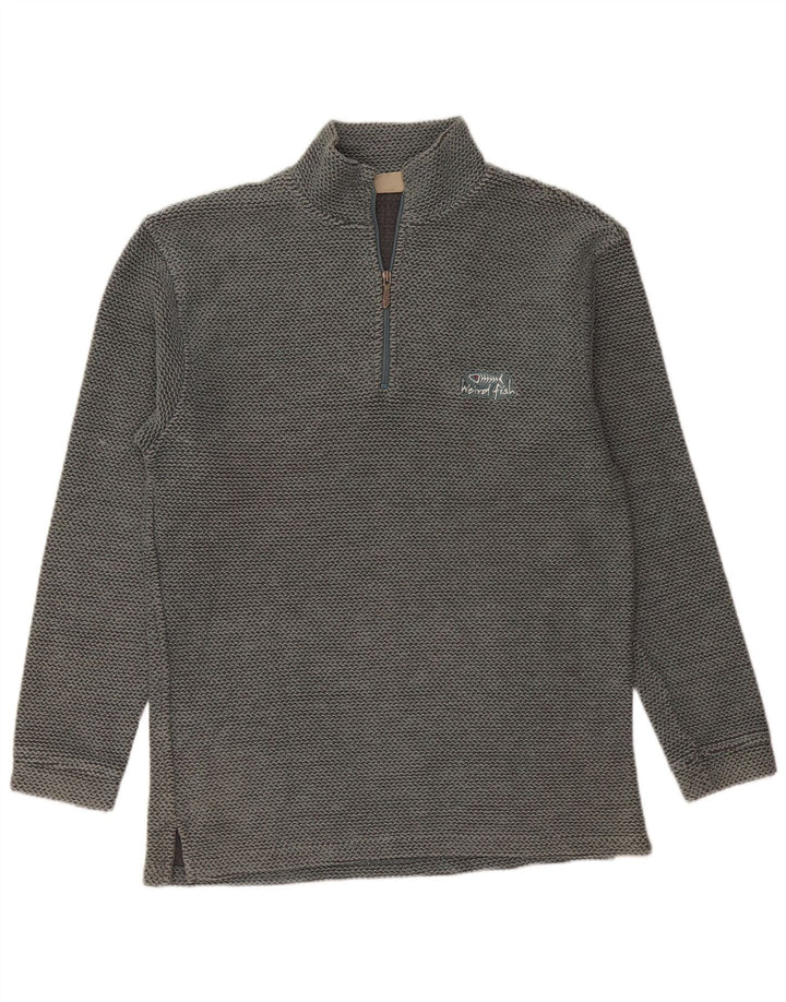 Weird Fish Sweat-shirt col zippé pour homme en coton vert moyen