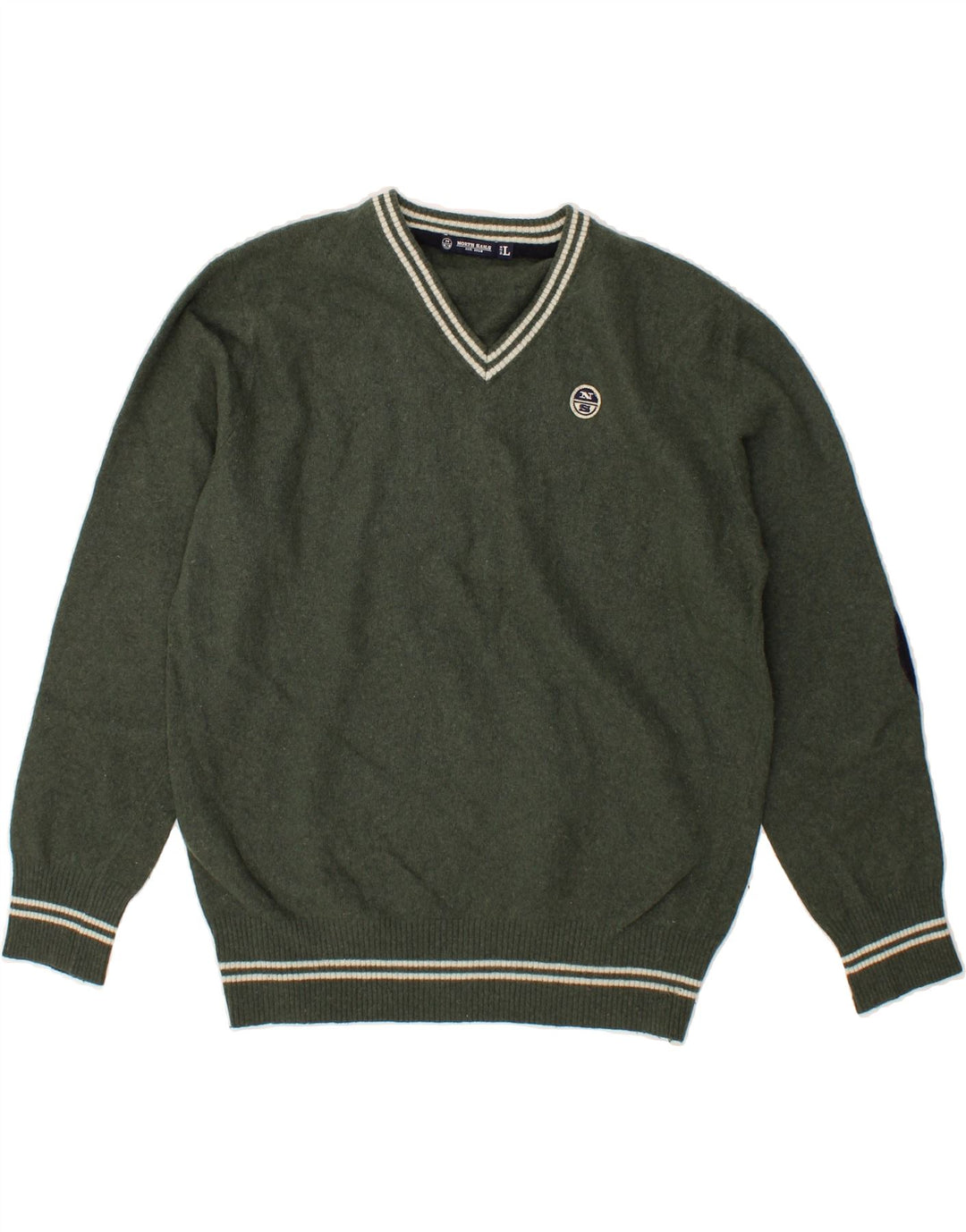 NORTH SAILS Womens V-Neck Jumper Sweater UK 16 Large Green Wool Vintage North Sails and Second-Hand North Sails from Messina Hembry 