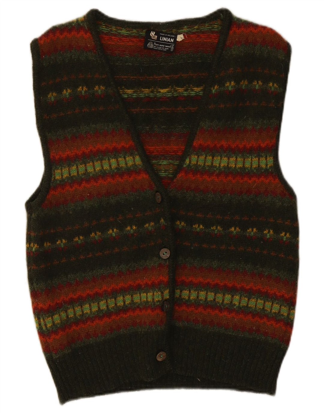VINTAGE Femme Cardigan Pull EU 40 Moyen Multicolore Rayé