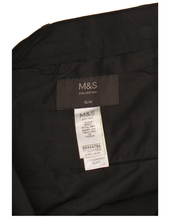 Marks & Spencer Pantalon Chino Slim Homme W38 L29 Noir Polyester