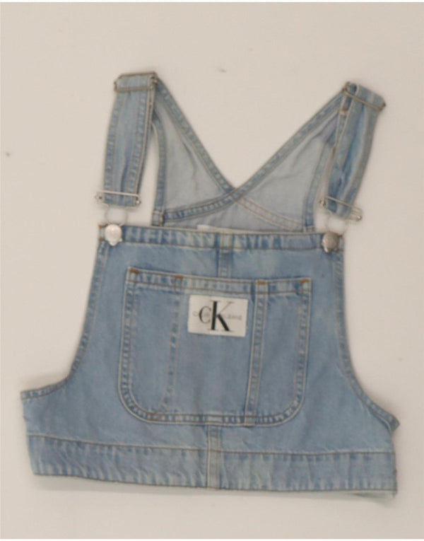 CALVIN KLEIN JEANS Haut court en denim pour femme UK 4 XS Bleu Coton