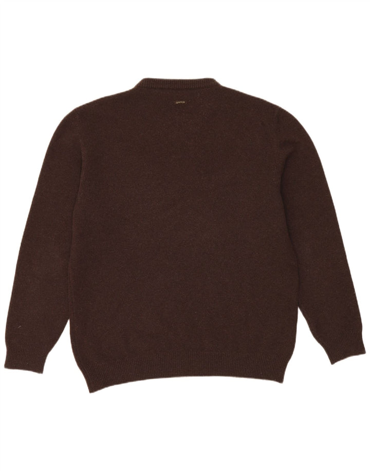 Gas Pull col V pour homme XL en laine marron