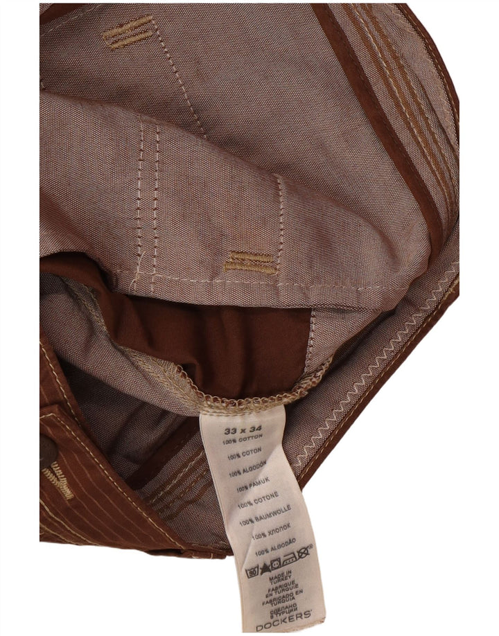 DOCKERS Pantalon Chino Slim Fit Homme W34 L34 Marron Pinstripe Classique