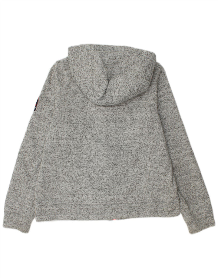 Superdry Pull à capuche zippé pour femme UK 16 Large Gris Moucheté Polyester