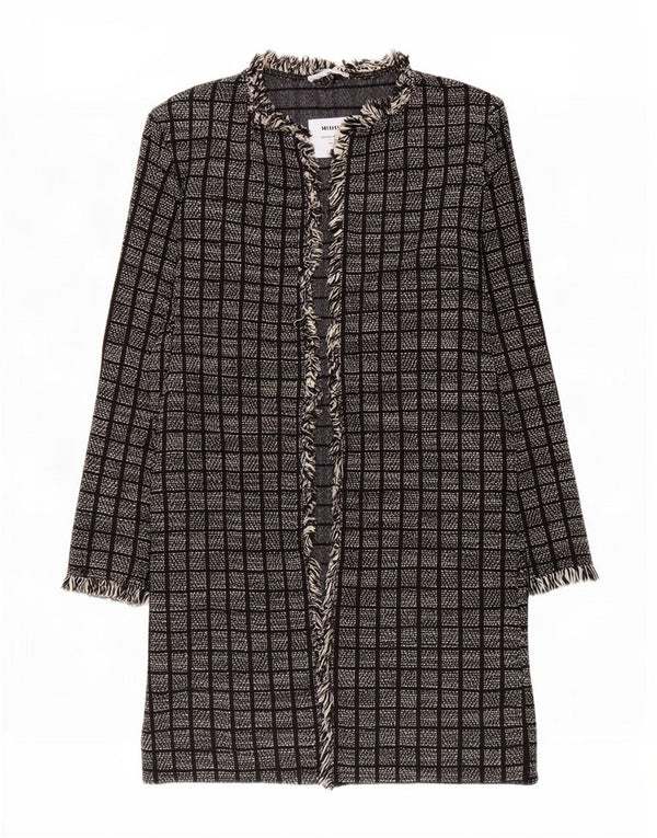 Zara Womens Open Overcoat UK 14 Medium Black Check Coton