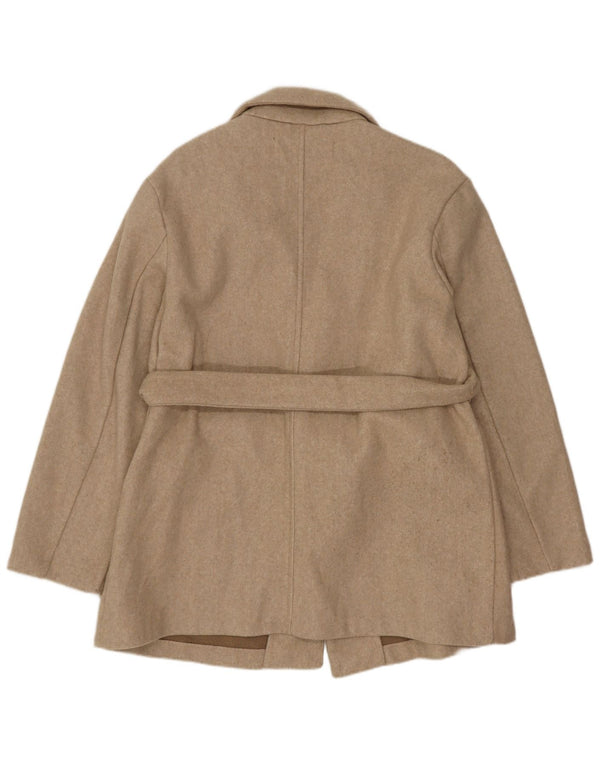 Zara Veste blazer surdimensionnée longue pour femme UK 6 XS Beige Polyester