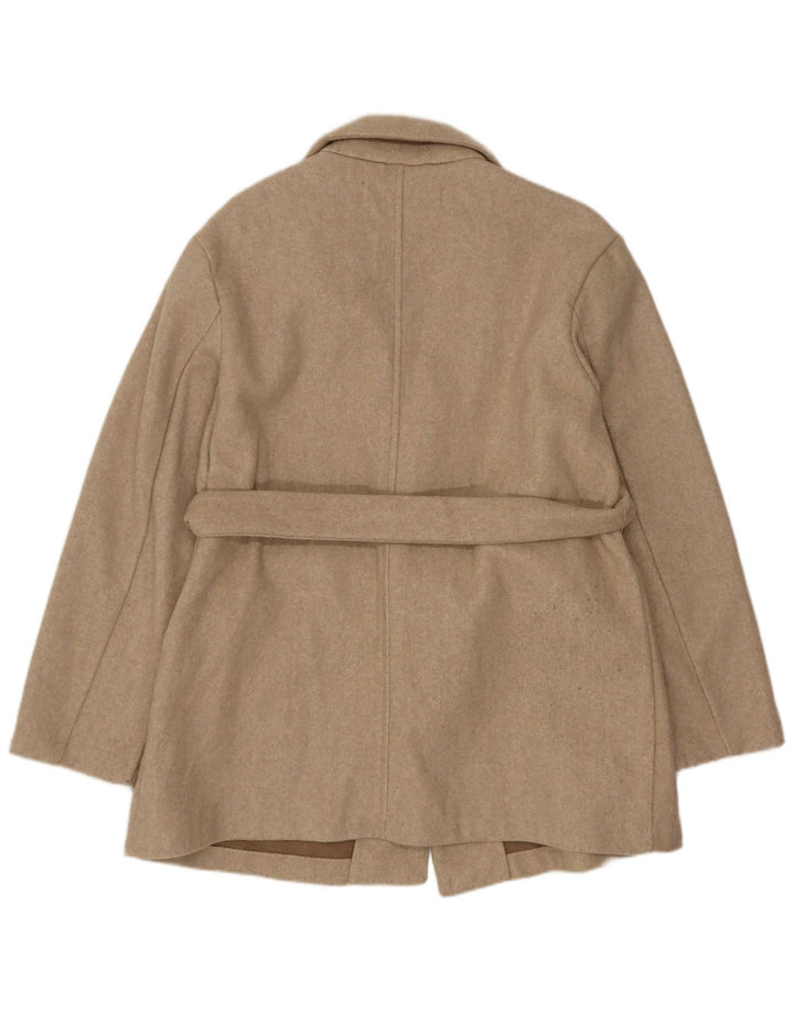 Zara Veste blazer surdimensionnée longue pour femme UK 6 XS Beige Polyester