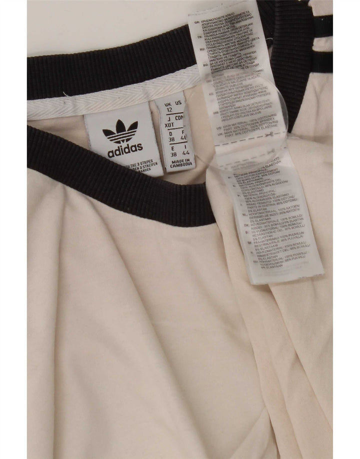 Adidas T-Shirt Femme Top UK 12 Coton Blanc Moyen