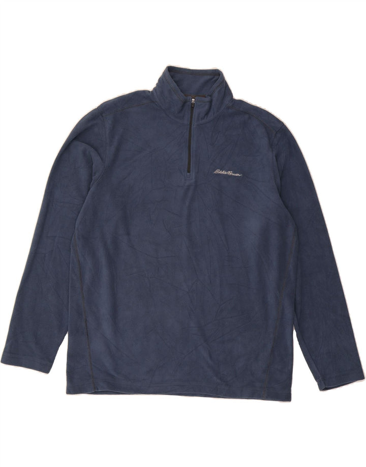 EDDIE BAUER Mens Zip Neck Fleece Jumper Large Blue Polyester Vintage Eddie Bauer and Second-Hand Eddie Bauer from Messina Hembry 