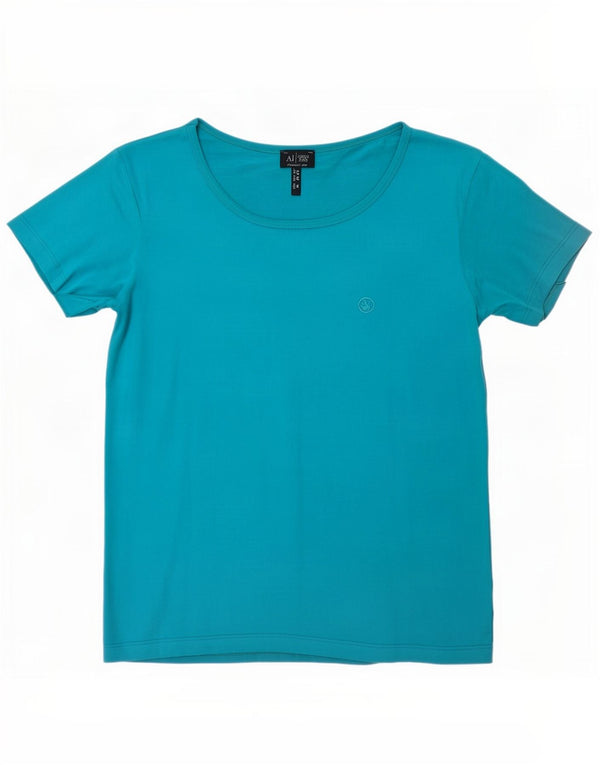 Armani Jeans T-Shirt Femme UK 12 Bleu Moyen