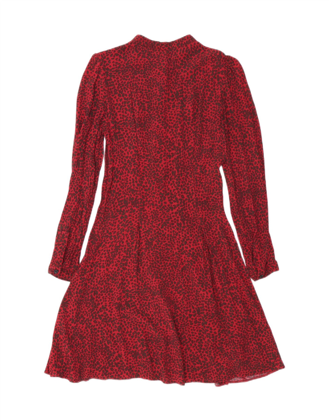 WAREHOUSE Robe Chemise Femme UK 8 Petite Viscose Imprimé Animal Rouge