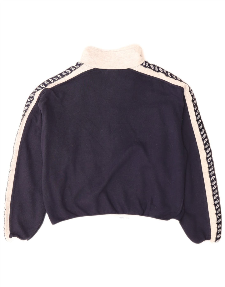 Asics Veste de survêtement graphique pour femme UK 10 Small Bleu marine Colourblock