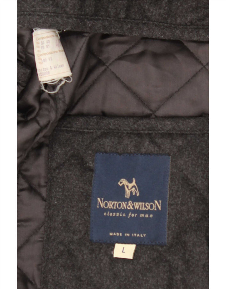 Norton & Wilson Manteau matelassé pour homme UK 40 Large Gris Colorblock Laine