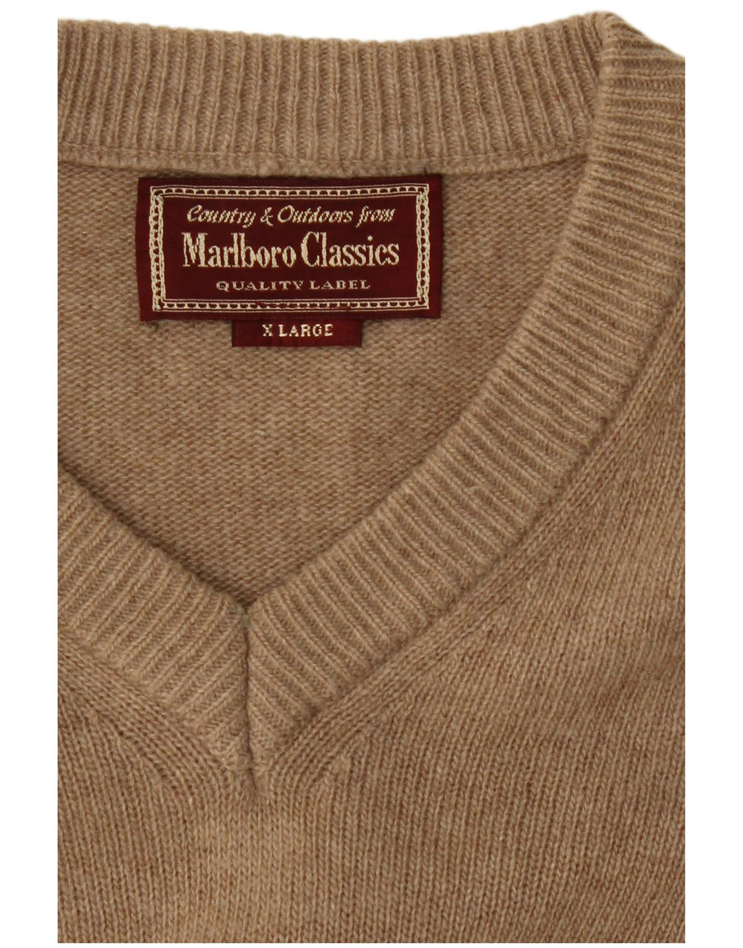 Marlboro Classics Pull col V pour homme XL en laine beige
