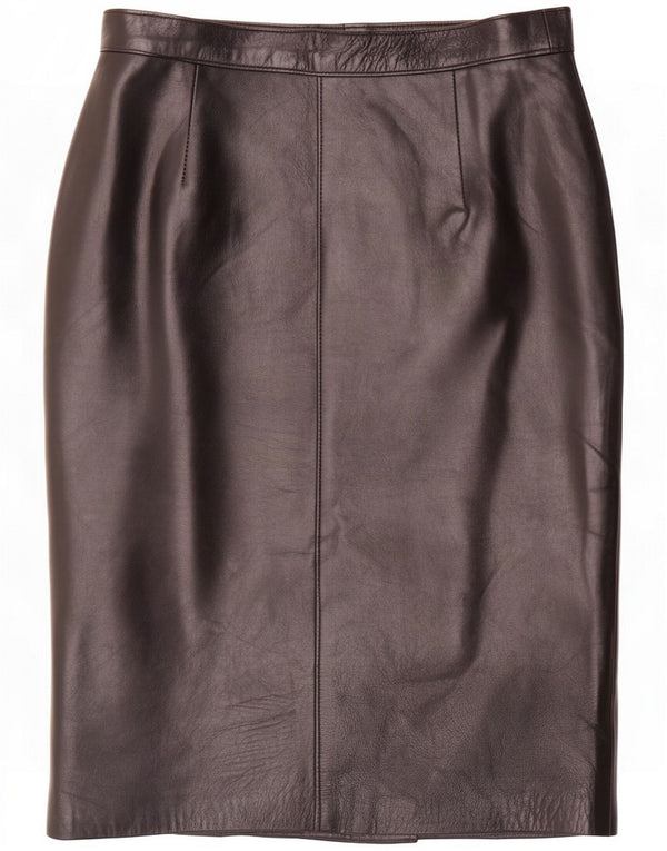 Jupe en cuir femme vintage IT 44 Medium W28 Noir