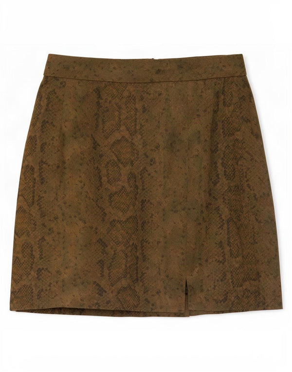 vintage Femme Mini Jupe IT 44 Moyen W27 Kaki Animal Print