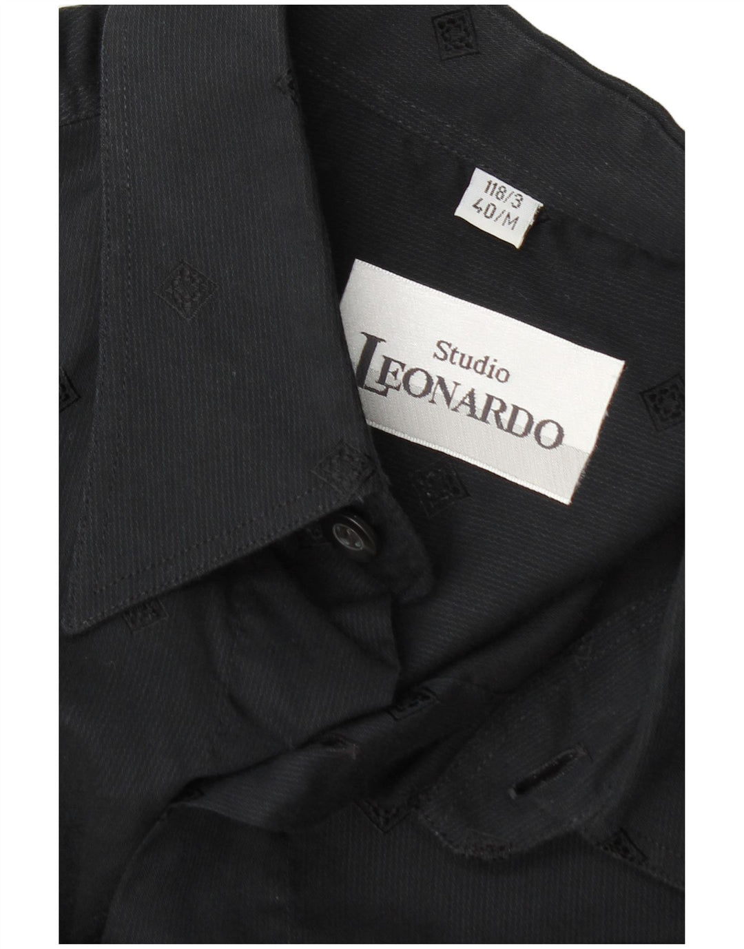 Studio Leonardo Chemise à manches courtes pour homme Taille 40 Moyen Noir Géométrique