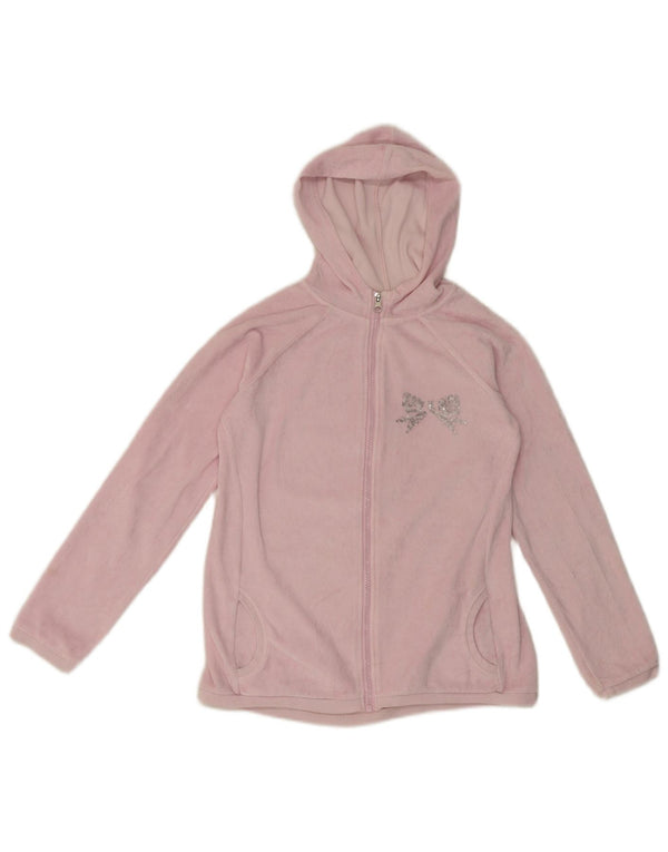 Benetton Pull à capuche zippé graphique pour fille 11-12 ans 2XL Rose Coton