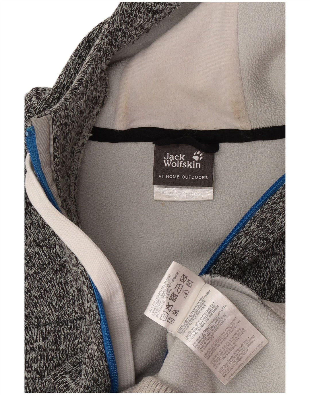 Jack Wolfskin Pull à capuche zippé graphique pour homme en polyester moucheté gris grand