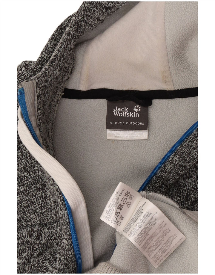 Jack Wolfskin Pull à capuche zippé graphique pour homme en polyester moucheté gris grand