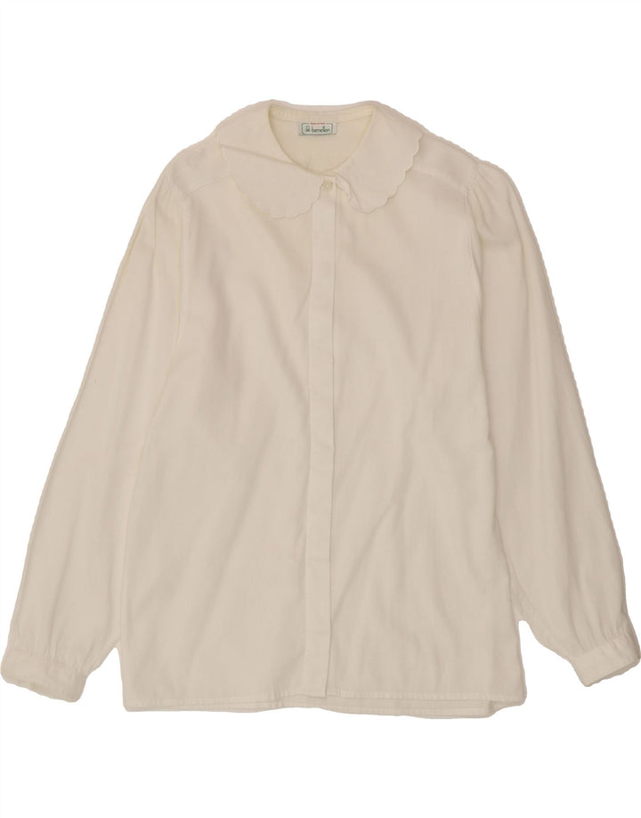 BENETTON Girls Shirt Blouse 15-16 Years White Vintage Benetton and Second-Hand Benetton from Messina Hembry 