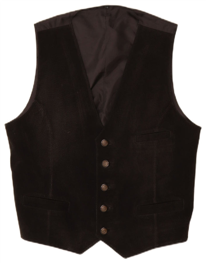 gilet en daim homme vintage UK 40 cuir noir moyen