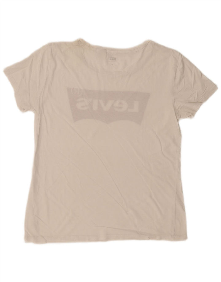 LEVI'S T-Shirt Graphique Femme UK 12 Medium Off White