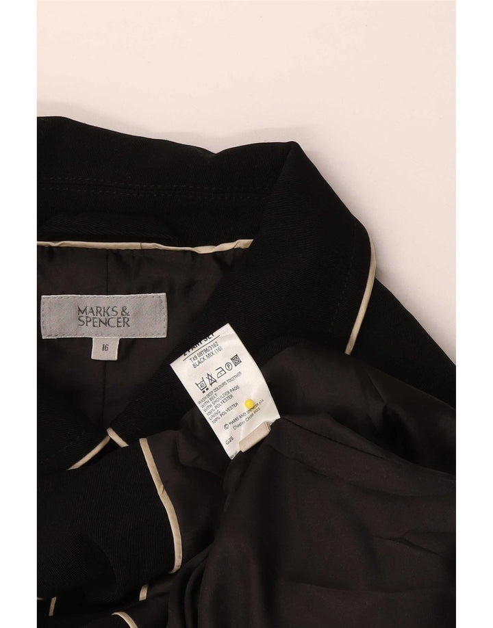 Marks & Spencer Trench court pour femme UK 16 Large Noir Polyester