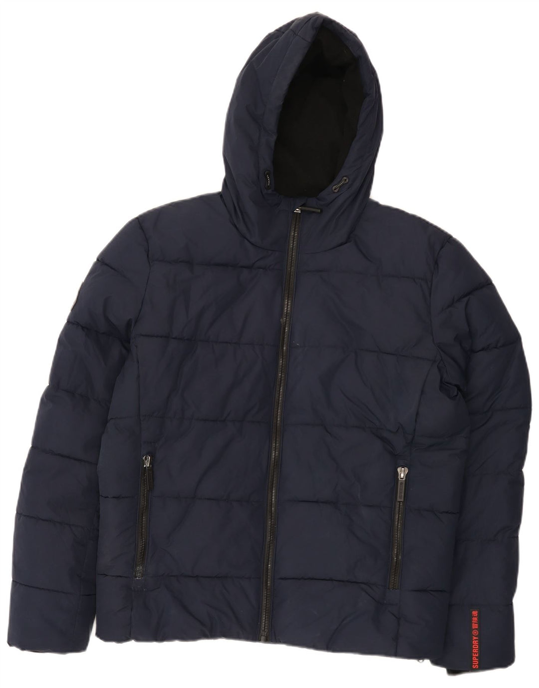 Superdry Veste matelassée à capuche pour hommes UK 38 Bleu marine moyen Polyester