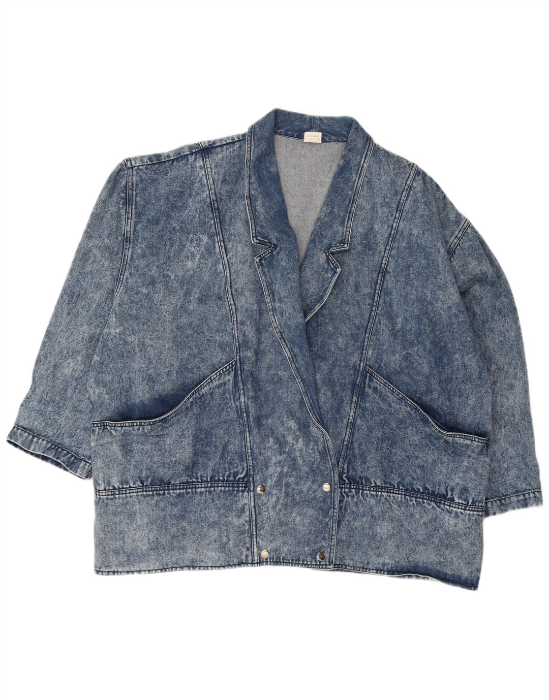 VINTAGE Veste en denim double boutonnage surdimensionnée pour femmes EU 54 5XL Bleu