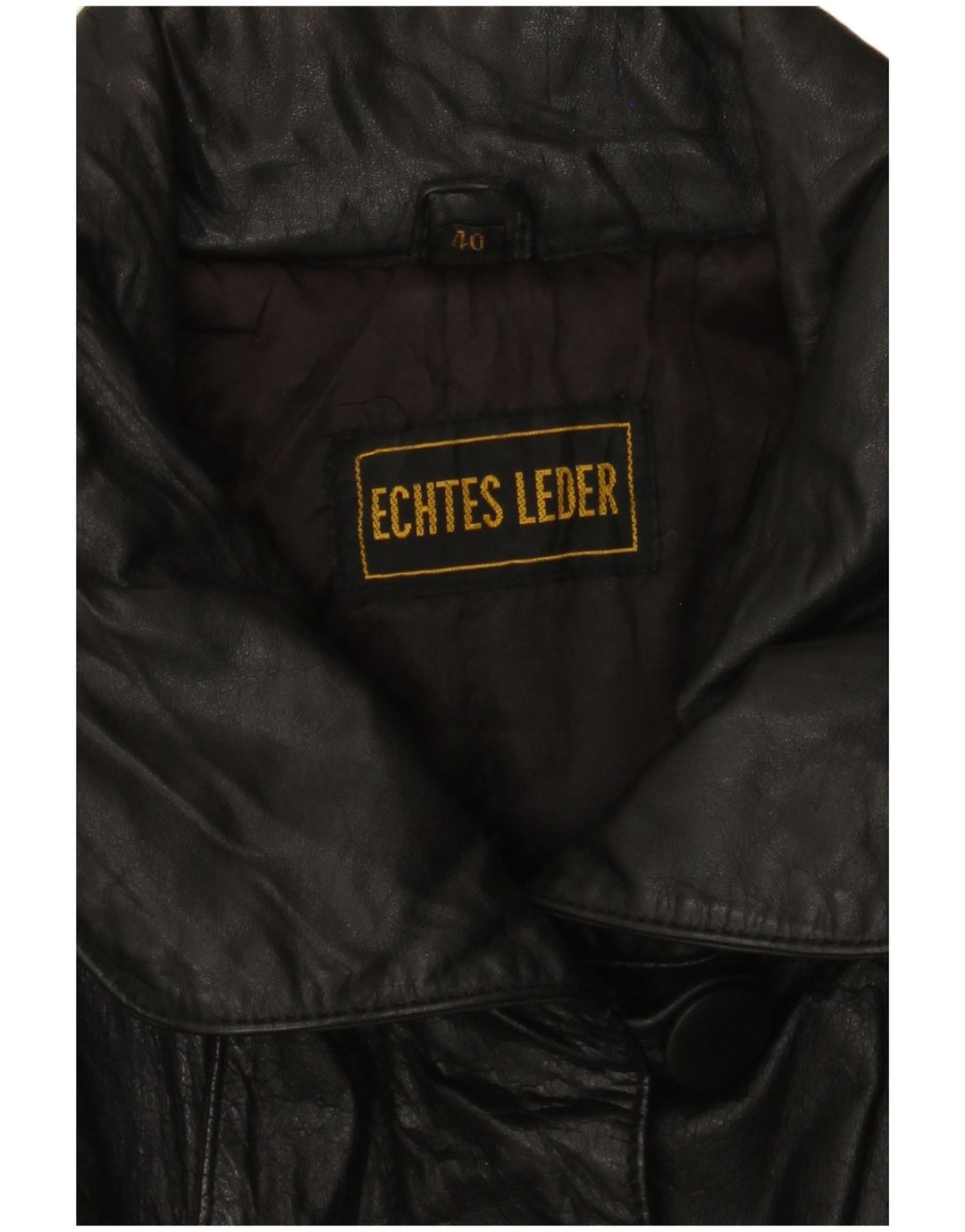 vintage Femmes Loose Fit Manteau en cuir EU 40 Cuir noir moyen