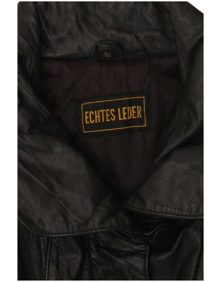 vintage Femmes Loose Fit Manteau en cuir EU 40 Cuir noir moyen