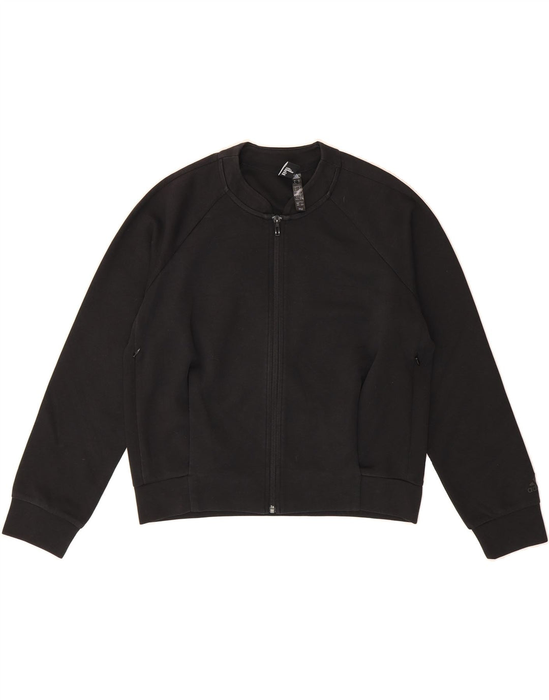 ADIDAS Womens Graphic Tracksuit Top Jacket UK 12/14 Medium Black Polyester Vintage Adidas and Second-Hand Adidas from Messina Hembry 