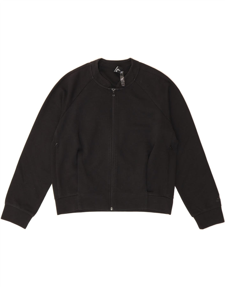ADIDAS Womens Graphic Tracksuit Top Jacket UK 12/14 Medium Black Polyester Vintage Adidas and Second-Hand Adidas from Messina Hembry 