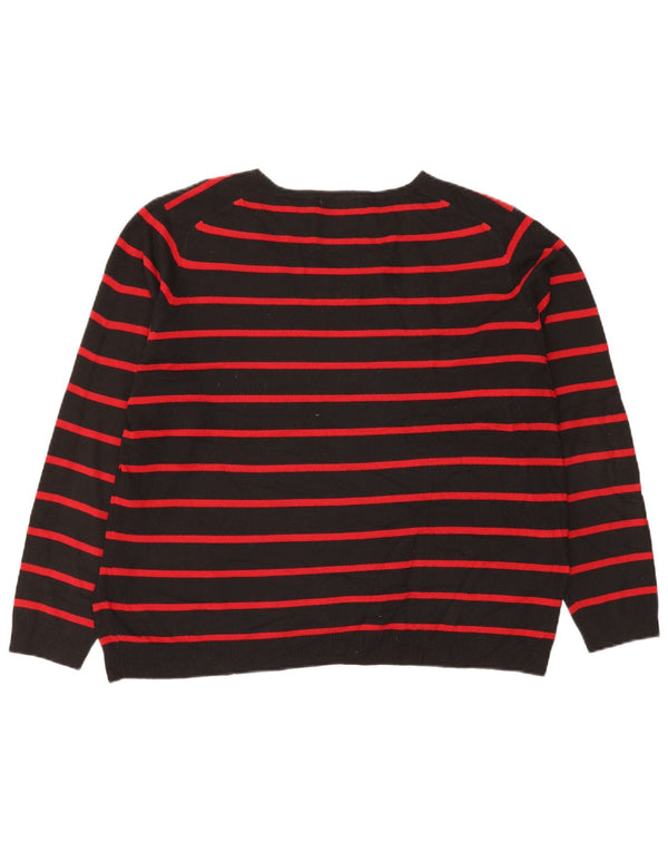 Marks & Spencer Pull col en V pour femme UK 22 2XL Noir rayé