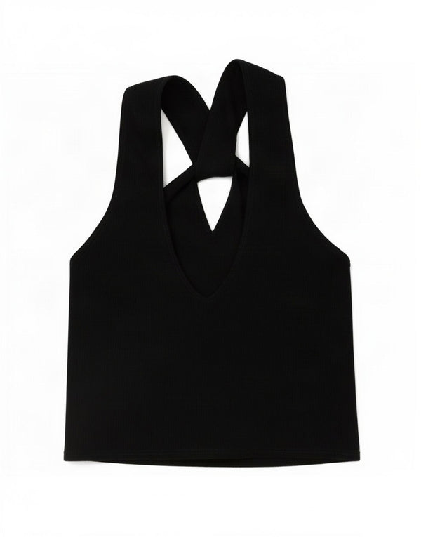 Zara Womens Crop Halter Top UK 14 Grand Noir
