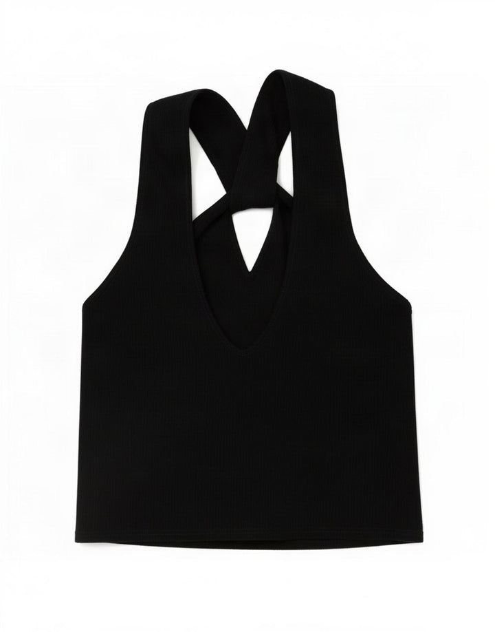 Zara Womens Crop Halter Top UK 14 Grand Noir