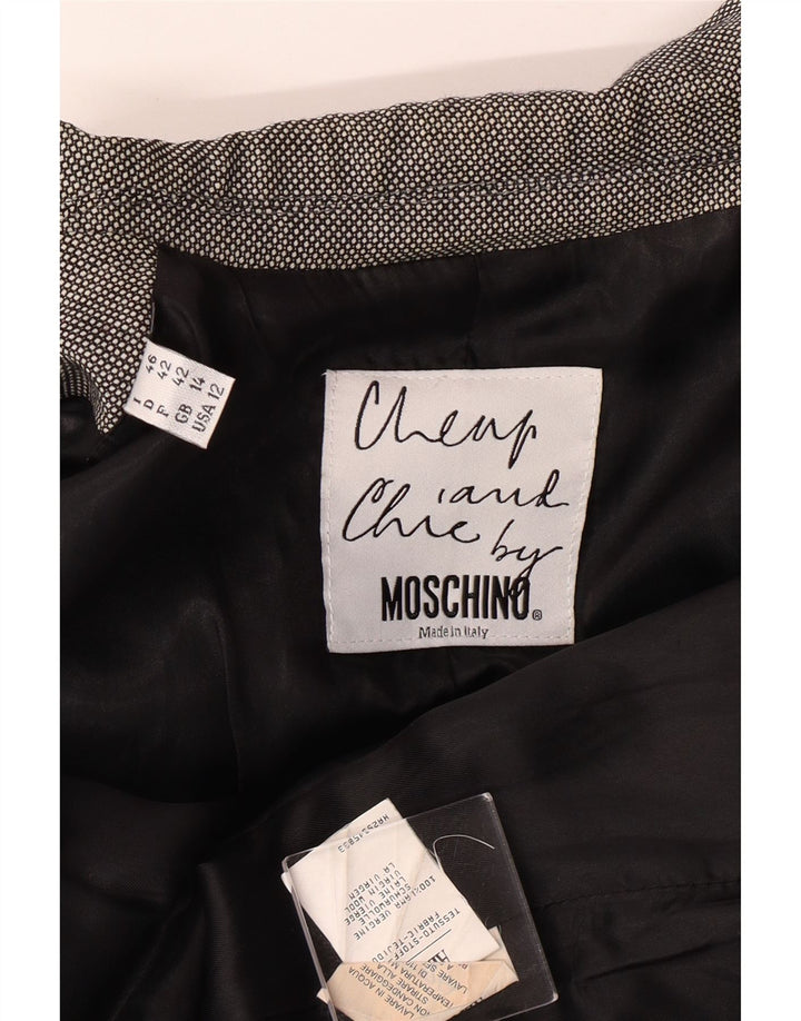 MOSCHINO Veste Blazer Pas Cher et Chic pour Femme UK 14 Grand Gris Classique