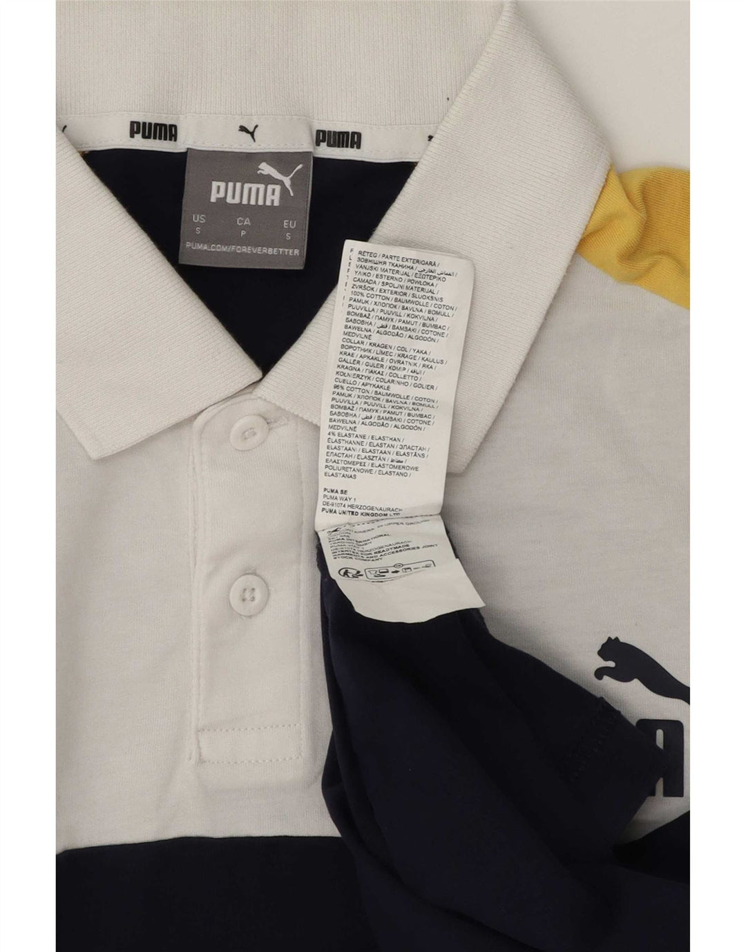 Puma Polo Homme Petit Blanc Colorblock Cotton